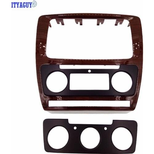 Wooden color 2 Car Refitting DVD panel ca radio fascia fit For Skoda Octavia(2010~2013) Auto/Manual A/C DVD panel Dash Kit
