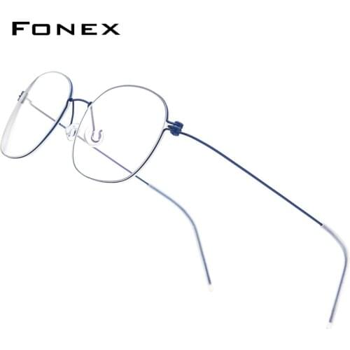 FONEX B Titanium Glasses Frame Men Prescription Eyeglasses Korean Denmark Women Myopia Optical Frame Screwless Eyewear F7513