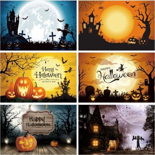 Yeele Photozone Halloween Backdrop Pumpkin Light Castle Baby Birthday Party Photographic Background Photography For Photo Studio