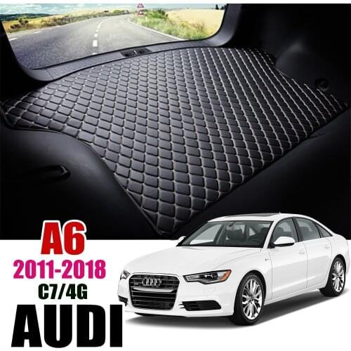 Leather Car Trunk Mat For Audi A6 C7 4G 2011 2012 2013 2014 2015 2016 2017 2018 Trunk Boot Mat Liner Pad A6L Quattro Cargo Liner