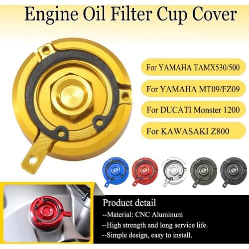 Motorcycle CNC Engine Oil Filter Cup Plug Cover For YAMAHA TAMX 530 500 TAMX530 2013-2017 TMAX500 2008-2012 MT09 Tracer FZ FJ 09
