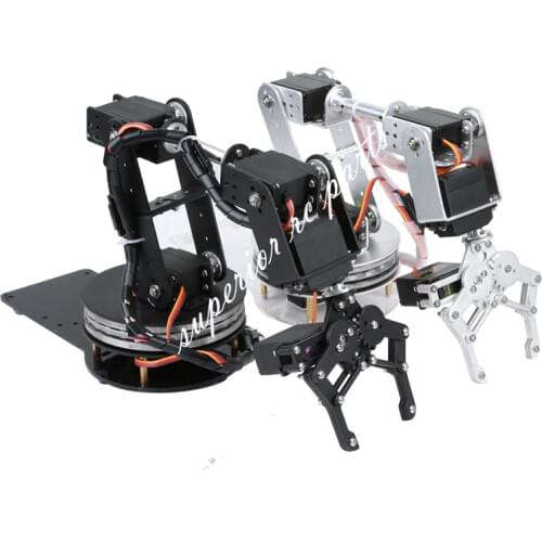 Arduino Robot 6 DOF Aluminium Clamp Claw Mount Mechanical Robotic Arm Servos Metal Servo Horn with Rotate Flange Base 20% OFF