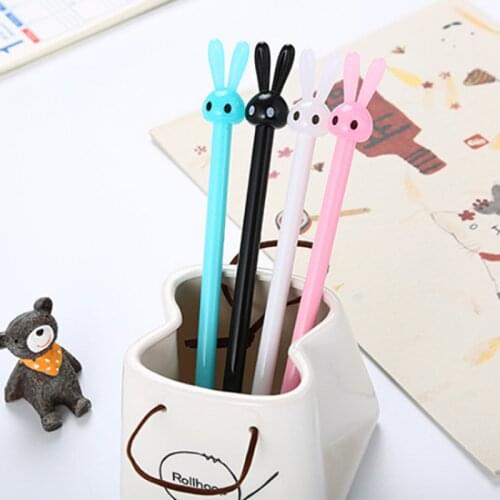 4Pcs/Lot Kawaii Long-eared Rabbit Gel Pens Creative Stationery Cute Cartoon Bunny Pen for Kids Students Writing School Supplies