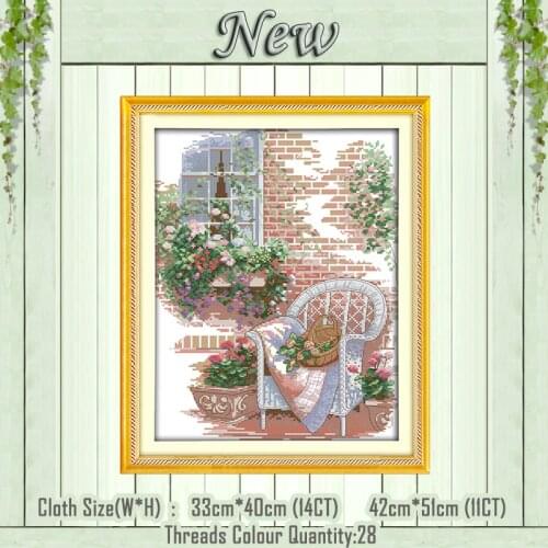 Outside the house paintings counted printed on the canvas DMC 11CT 14CT kits DIY chinese Cross Stitch embroidery needlework Sets