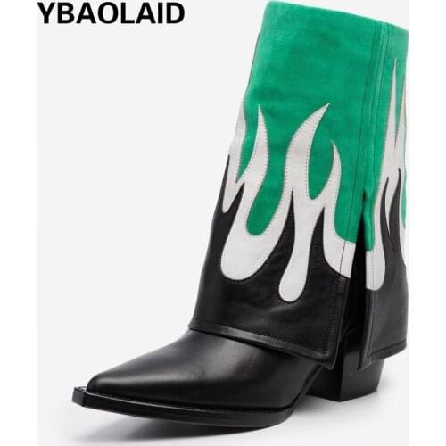 2021 Autumn and Winter New Pointed Sleeve Casual Thick High-heeled Short Boots Fashion Color Matching Short Tube Womens Boots