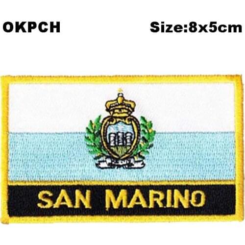San Marino Flag patcheswork fabric embroidery patch cutstom DIY stickers on clothing with iron PT-0161-R