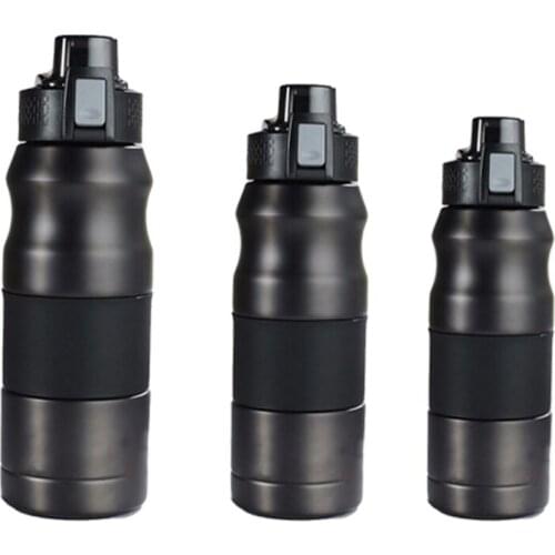 HOT-Outdoor Portable Straight Drink Jumping Cup 304 Stainless Steel Double Layer Thermos Cup Sports Bottle