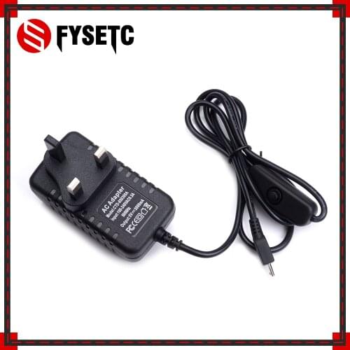 Raspberry Pi 3 B+ Power Supply 5V 3A Switch Button Micro USB UK Power Charger Adapter Plug for Raspberry Pi 3 Model B