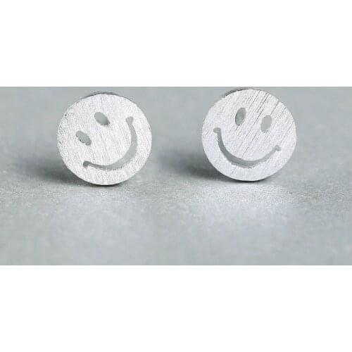 Fashion Silver Color Round Smile Hypoallergenic Stud Earrings For Women Jewelry Pendientes Mujer Female eh651