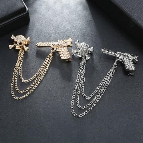 Skeleton Pins Skull Brooches Lapel Pins Fashion Accessory for Men Suit Punk Banquet Gift Barry.wang Metal Iron Alloy