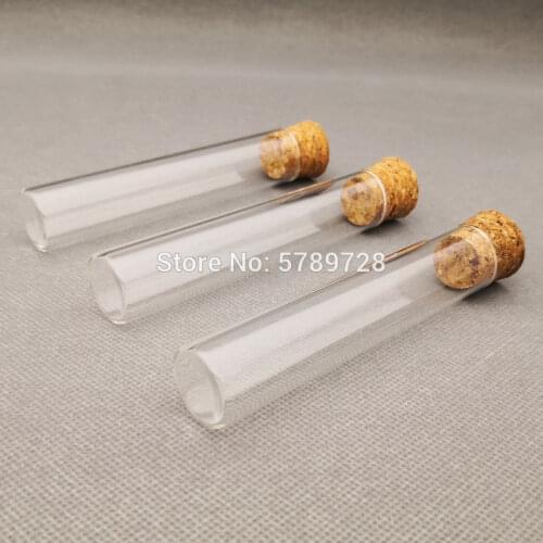 10pcs/lot 20x100mm Glass Flat bottom tube with cork stopper,Thickened Laboratory glassware