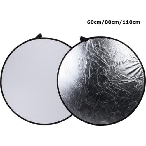 SUPON Portable 60CM 80CM 110CM Silver/White 2 in 1 Collapsible Light Round Photography Reflector for Studio Multi Photo Disc