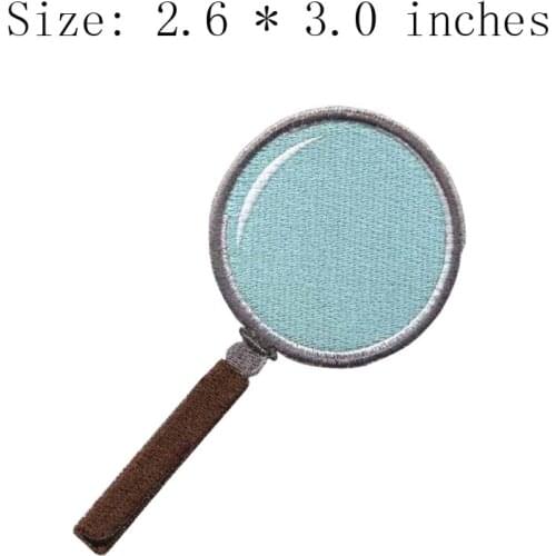 Magnifying glass 2.6"wide embroidery for colorful/patch for shoes/iron on backing