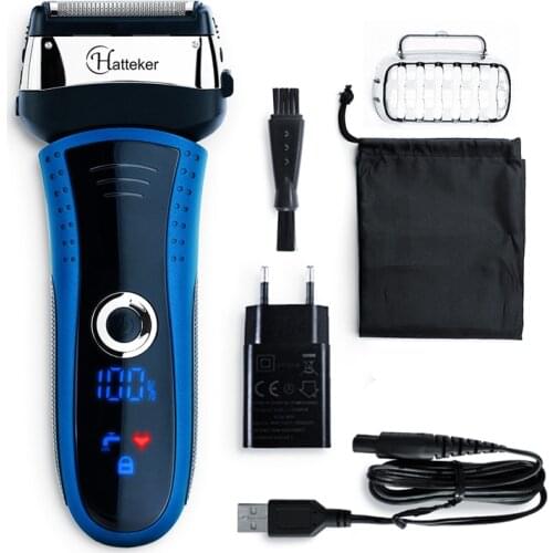 HATTEKER High quality Electric Shaver USB Charging Razor for Men Rechargeable Waterproof Shaving Machine Gift for Men afeitadora