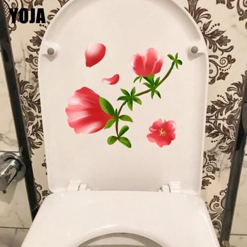 YOJA 21.9*19.8CM Hand Painted Flower Home Room Wall Decor Toilet Seat Stickers Decals T1-0458