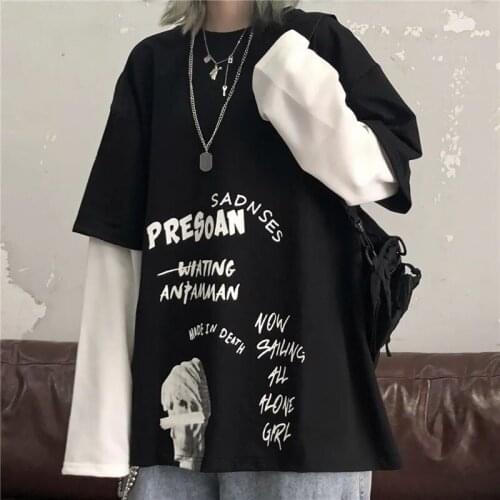 Women T-Shirts Anime Harajuku Goth Punk Print Short Sleeve Plus Size Clothes Oversized T Shirt Female Tops Hip Hop Tee Shirt