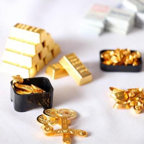 1:12 Dollhouse Miniature Golden Brick Mini Copper Cash Dolls House Accessories