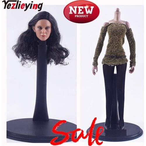 1/6 Scale Dstoys Black Curls Hair Head Sculpture FT005 Strapless Mini Skirt Dress Black Pantyhose Stocking Highheels Set 12"Body