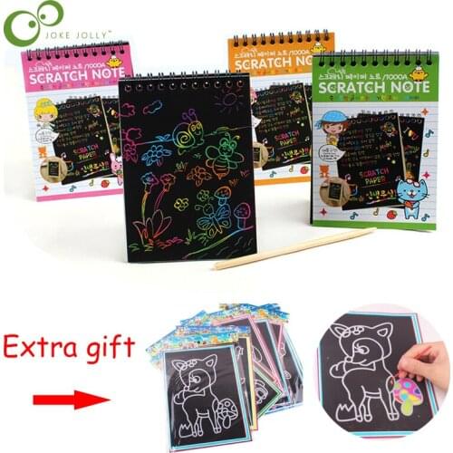 2Pcs DIY Magic Scratch Note Art Doodle Pad Sand Painting Cards Early Educational Learning Creative Drawing Toys for Children YJN