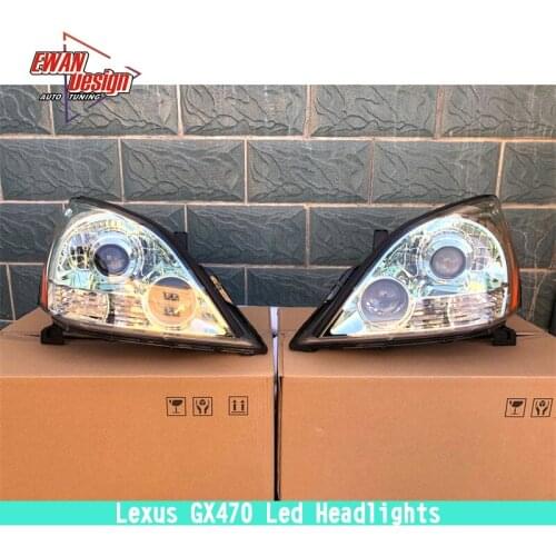 2Pcs/Set LED Headlight DRL Xenon Lens Accessories New Type Headlights For Lexos GX470 2003 - 2007