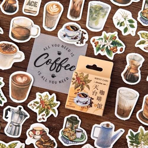 46 Pcs/Set Rooftop Cafe Paper Sticker DIY Diary Scrapbooking Stickers Escolar School Supplies