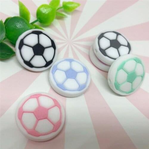 5pcs Food Grade Silicone Beads Mini Football Silicone Teething Loose Bead For Jewelry Making DIY Pacifier Chain Baby Teether Toy