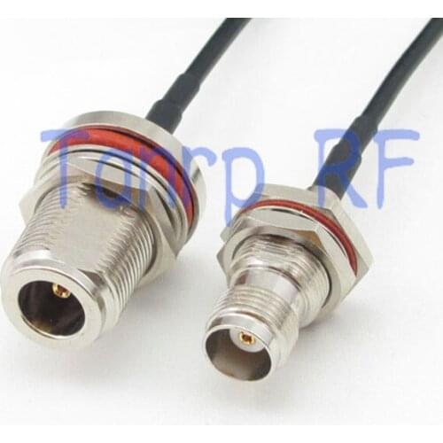 6in N female with nut bulkhead to TNC female jack RF connector adapter 15CM Pigtail coaxial jumper cable RG174 extension cord