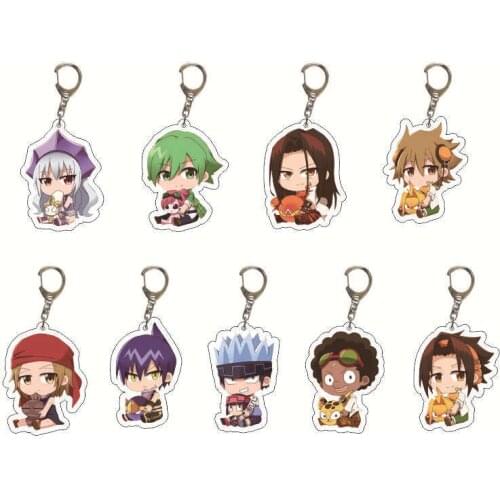 Anime Shaman King Yoh Asakura Key Chains Two-sided Keychain Cosplay Acrylic Pendant Keyring Prop 2021