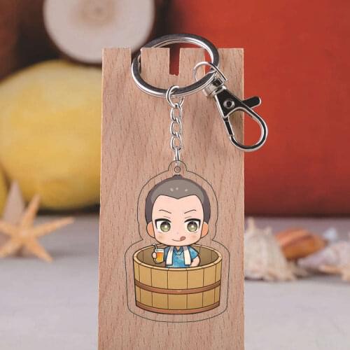 Attack on Titan Keychain Anime Accessories Cartoon Double Sided Acrylic Key Chain Kawaii Eren Q Version Figures Key Ring Holder