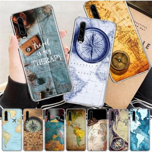 Travel in the world map Plane plans Soft Cover Phone Case For Huawei P30 P20 P10 P40 Mate 30 20 10 Pro Lite P Smart Z Plus + Cus