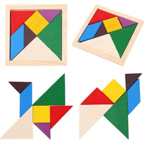 Wooden Tangram Puzzle Brain Teasers Game 3D Toy Wood Shape Puzzles Toys Gift For Kids