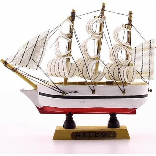 Wooden Handmade Sailing Ship Model Decorative Hobby 12cm
