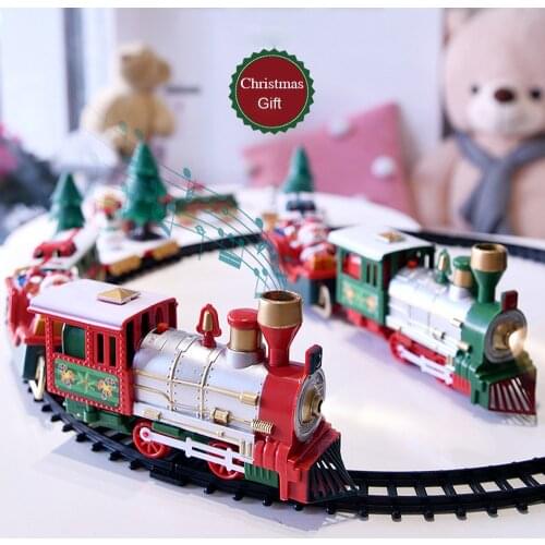 Kids Retro Electric Rail Car Sets Lights And Sounds Christmas Train Set Railway Tracks Toys Xmas Train Gift Новогодние Игрушки