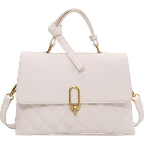 Design Diamond Grain Women Shoulder Bag Small PU Leather Crossbody Bags For Ladies 2021 Simple Luxury Chain Lady Handbags White