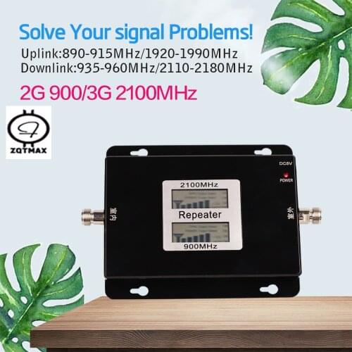ZQTMAX Dual Band Signal Booster 3G Repeater GSM 900MHz UMTS 2100MHz Cell Phone Amplifier Signal