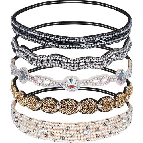 Ethnic Seed Beads Pearl Handmade Elastic Headband Customized Beaded Hairband For Women & Girls Hair Accessories