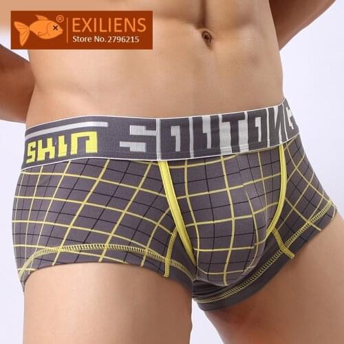 EXILIENS Brand Mens Underwear Boxer Hombre Homme Cotton Plaid Cueca Masculina Boxershorts Men Boxers Underpants Size M-2XL 10191