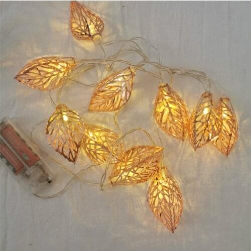3M 20 Leds String Light Golden Leaf Metal Holiday Lighting Battery Powered Christmas Decoration Birthday,Wedding,KTV