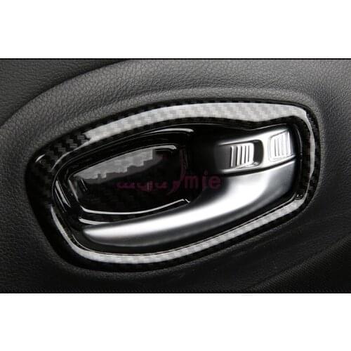Interior Carbon Fiber Color Door Handle Bowl Instrim 2016 2017 2018 For Jeep Renegade Car Styling Accessories
