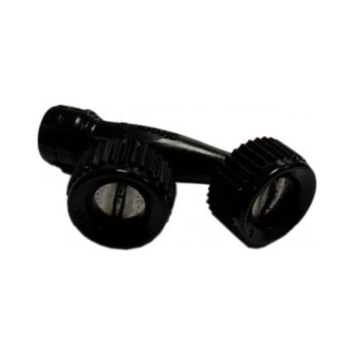 Elbow with nozzle, 2 cones, 2 outlets, 1/4 H thread