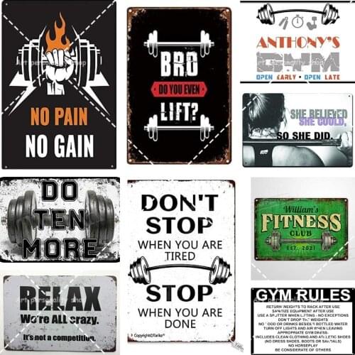 Gym Rules Metal Poster Success Trains Work Out Tin Sign Decor Street Warning Gym for Retro Wall Signs for Gym/Man Cave 8x12in