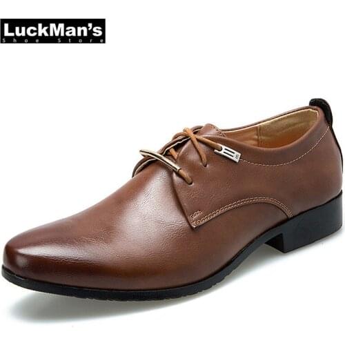 Men Business Dress Shoes New Fashion Leahter Lace-up Tip Style Formal Office for Man Derby Shoes Black Brown Footwear size 38-45