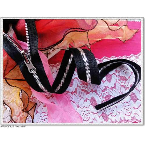 NEW 5# silver metal zipper open end 60cm 2pcs/lot for bags jacket coat clothes zippers garment accessories