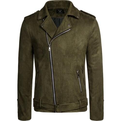 New Casual Motorcycle Biker Jacket Men Slim Fit Suede Jacket Diagonal Zipper Fashion Men Punk Coat Oversize 5XL
