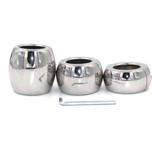 Stainless Steel Oval Ball Stretchers L Scrotum Pendant Ball Stretchers Testis Weight Penis Restraint Lock Ring Male Chastity