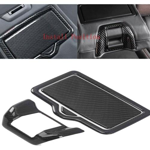 For Audi Q5 FY 2018 2019 2020 ABS Carbon Fiber Car Rear Seat Armest Water Cup Holder Cover Trim Accessories Styling