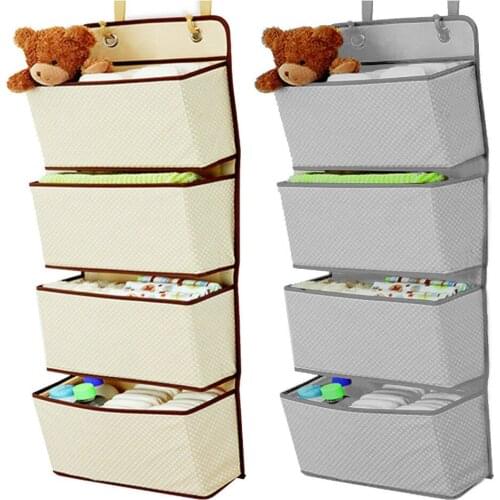 Simple Houseware 4 Pocket Hanging Wall Closet Storage Bag Organizer Over Door Cloth Toy Organizer Bag Pouch Hanger
