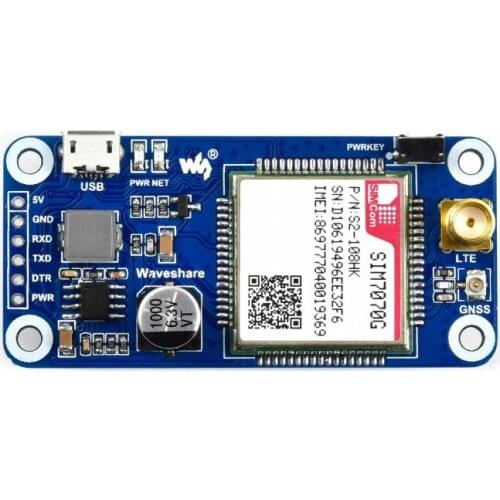 SIM7070G NB-IoT / Cat-M / GPRS / GNSS HAT for Raspberry Pi, global band support