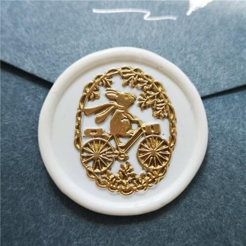 Cute bicycle Rabbit Wax Seal Stamp lacquer seal stamp for Envelope Alphabet sealing wax Stamps Wedding Invitation Copper Head