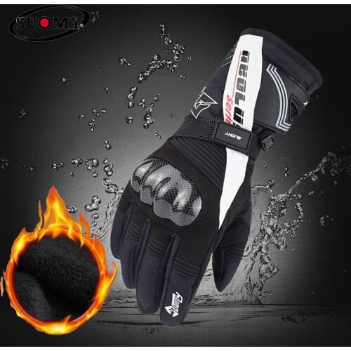 Keep Warm Motorcycle Winter Gloves Ski Touch Screen Carbon Fiber Long Style Motocross Gloves MTB Bike Waterproof Moto Accessorie